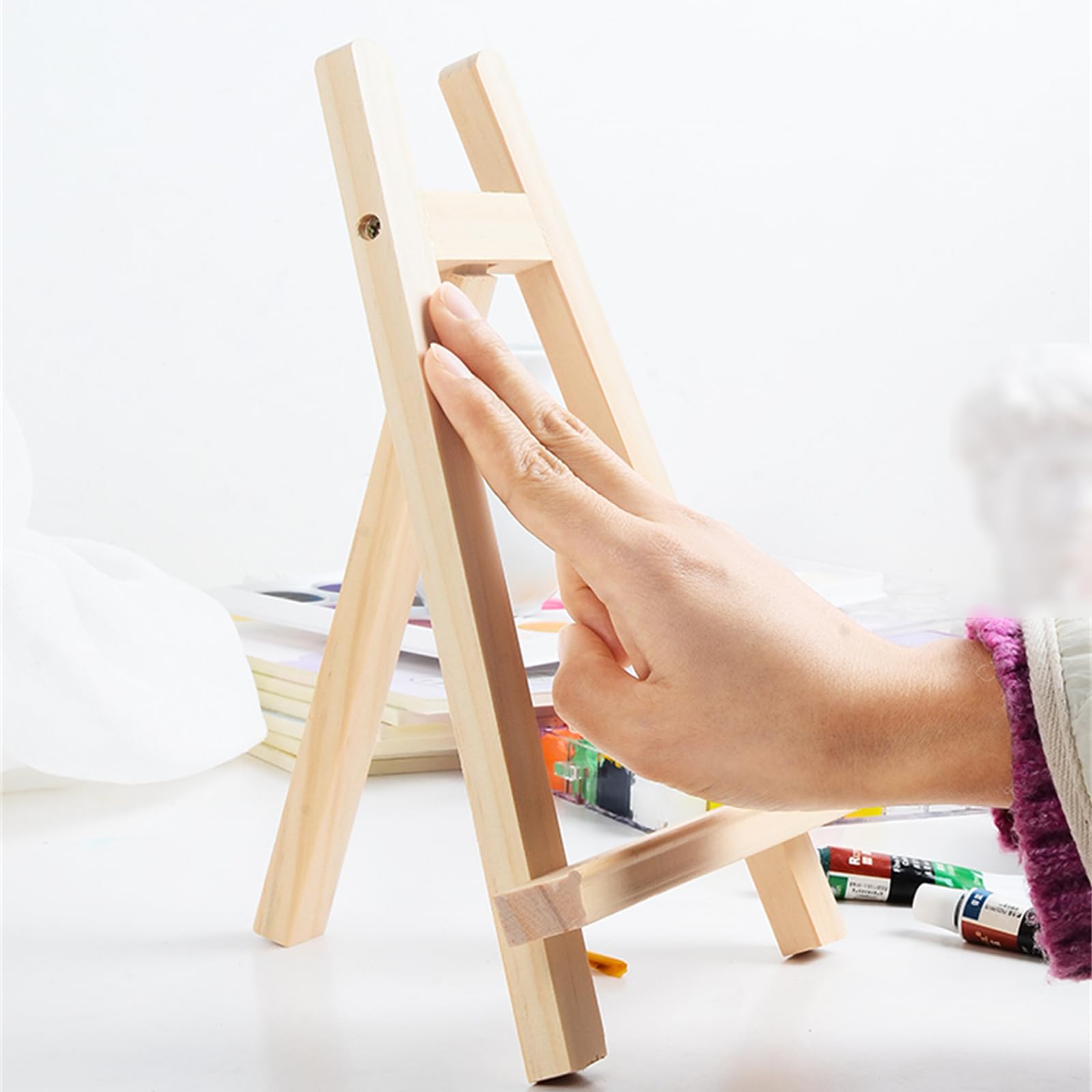Mini caballete de mesa de madera, soporte de exhibición con marco en A para arte, carteles de boda, carteles y menús, soporte pequeño portátil (20 x 28 cm)