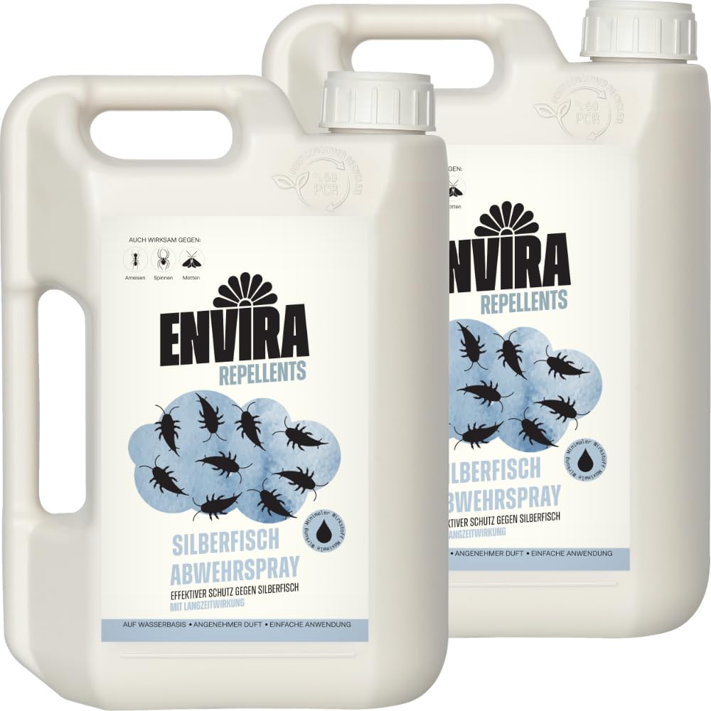 Envira Silberfischspray 2 x 2 Liter - gegen Silberfische & Papierfische | Silberfisch Spray & Mittel gegen Papierfischchen - hochwirksam, Alternative zu Falle & Köderdose, geruchsarm