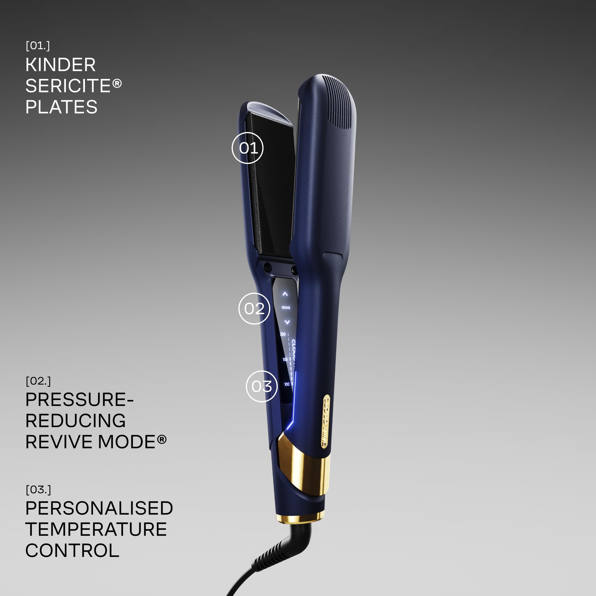 Cloud Nine Wide Iron, Piastra Larga Professionale per Capelli Spessi, Blu | 11 temperature 100-200°C, Revive Mode, piastre larghe in ceramica, anti-crespo, capelli lunghi, styling rapido, capelli lisci