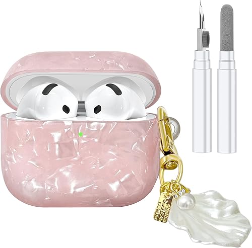 Compatible con AirPods 4 2024, bonita funda protectora de TPU para AirPods con kit de limpieza y accesorios de cordón para mujeres y niñas (rosa)