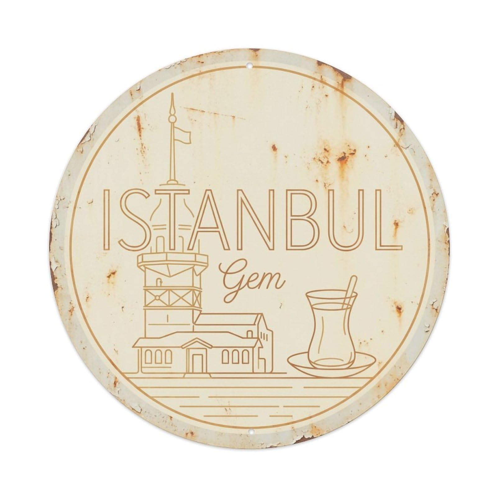 Este 8X8inch Style Vintage Travel Istanbul Turkey Gem Metal Tin Sign