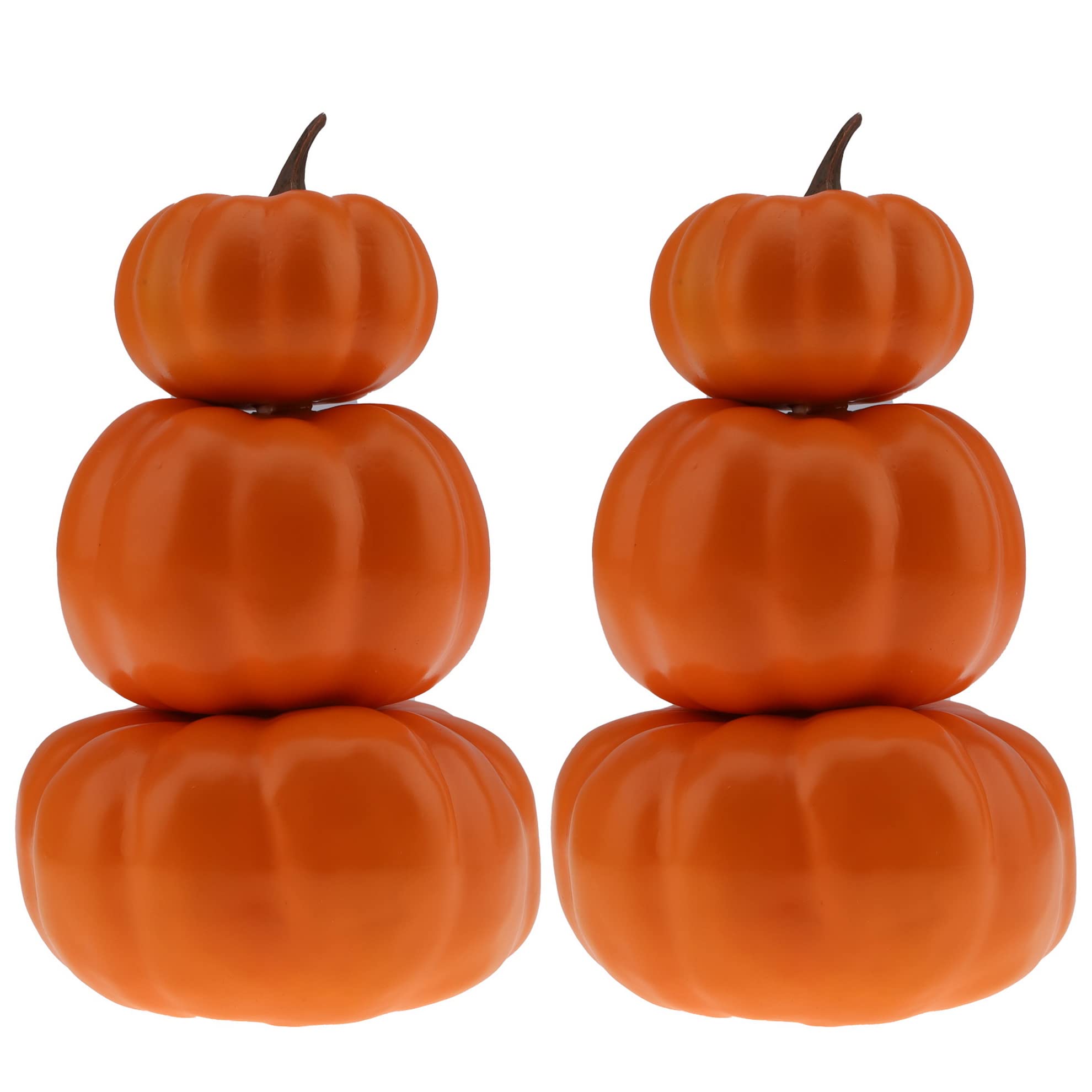 Gresorth 2 Pack Halloween Stacked Pumpkin Towel Fake Artificial Decoration Decorative Paintable Pumpkins Autumn Fall Centerpiece for Home Party Table Kitchen