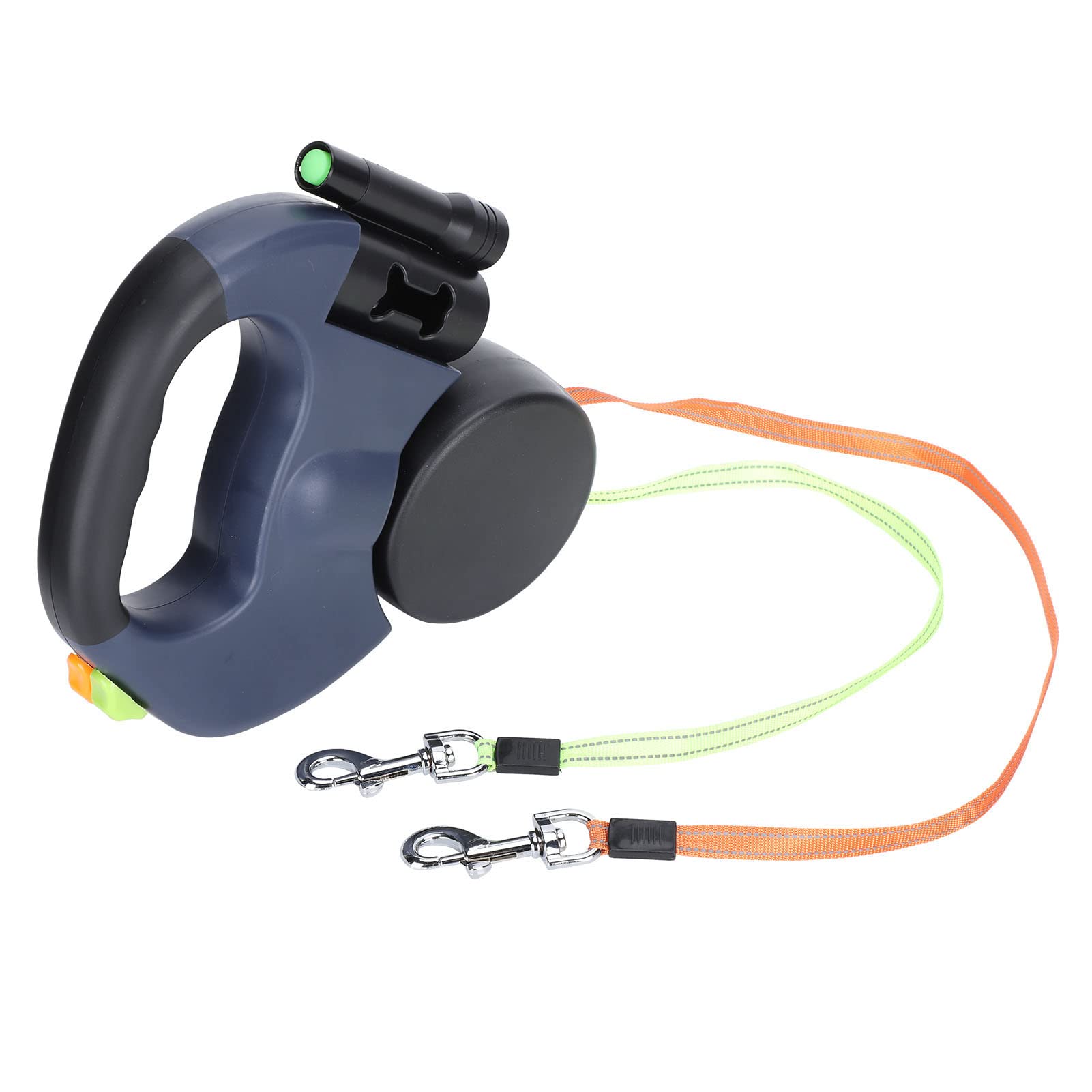 Doppelte Einziehbare Hundeleine, Strapazierfähig, Flexible Einziehbare Hundeleine Doppelleine Zwei Hunde mit LED Licht und Müllbox für Kleine und Mittelgroße Hunde