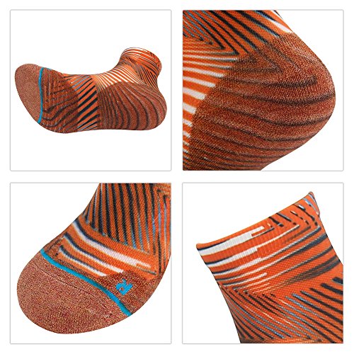 HUSO Mens Womens Quick Dry Striped Print Running Hiking Athletic Quarter Ankle Socks 3, 4, 6 Pairs4