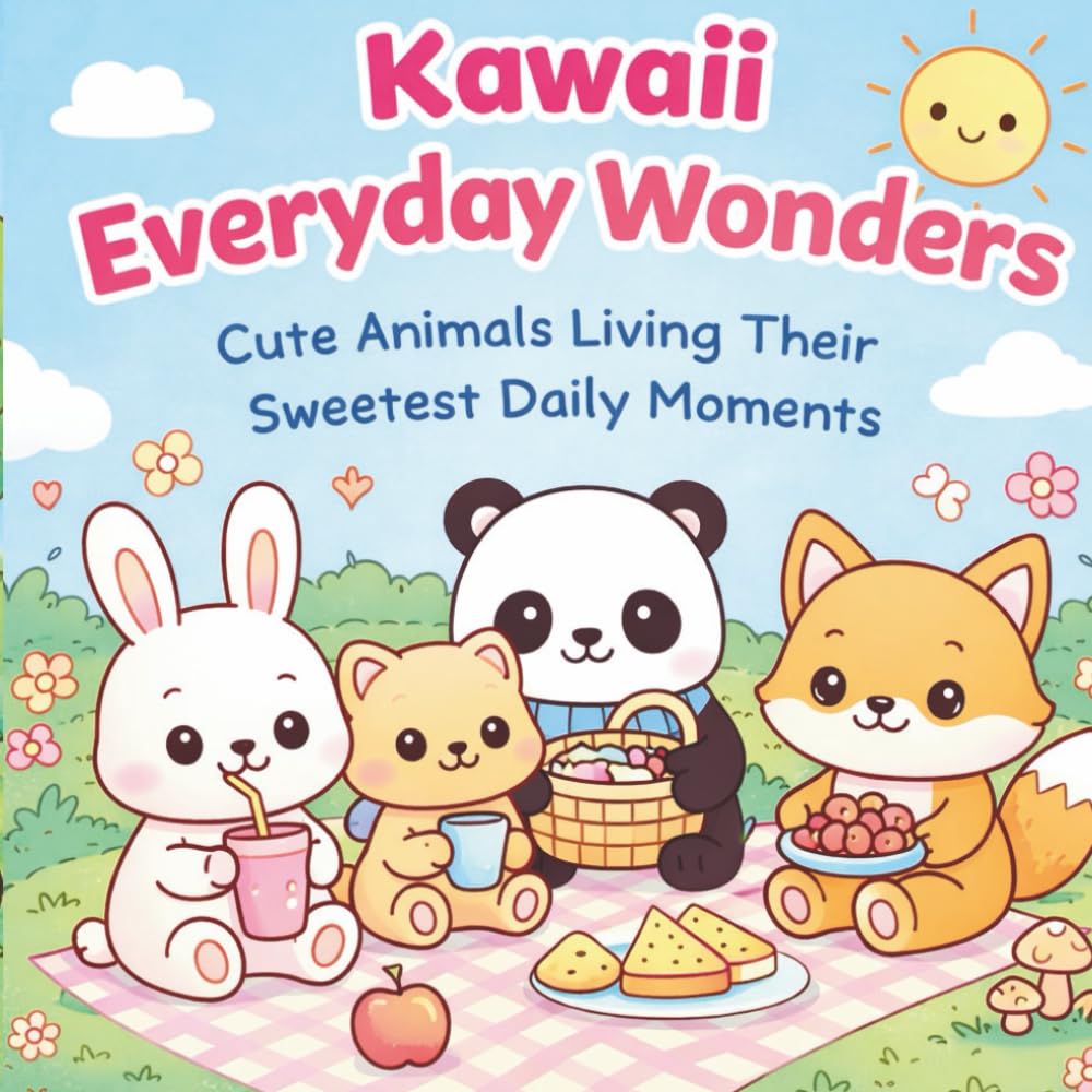 Kawaii Everyday Wonders: Cute Animals Living Their Sweetest Daily Moments | 50+ Adorable Coloring Pages| For All Ages| A Joyful Escape Everyday Life |