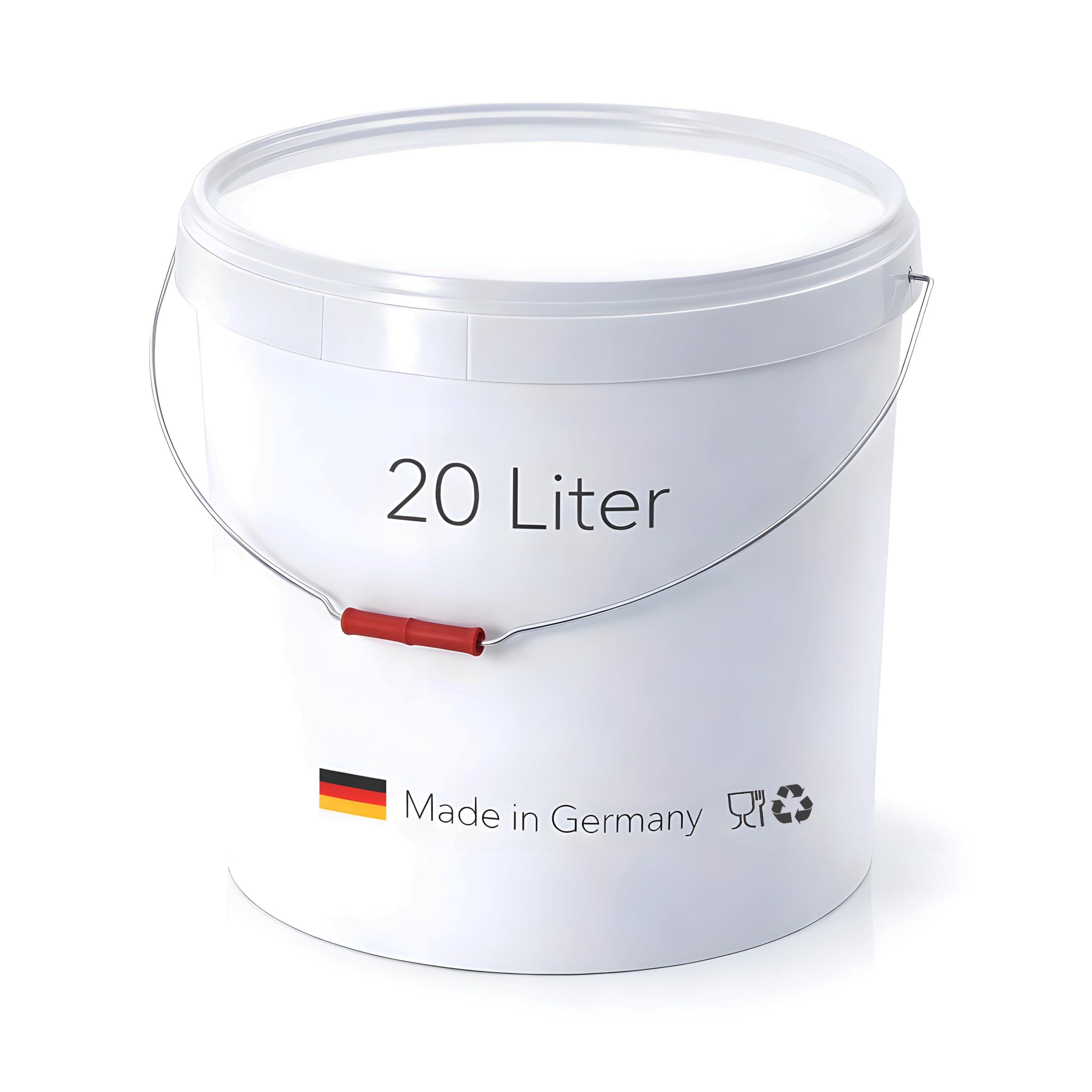 Zestaw okrągłych wiaderek z pokrywką, hermetyczne, wielokrotnego zamykania, stabilne, białe (20 l, 10 sztuk)