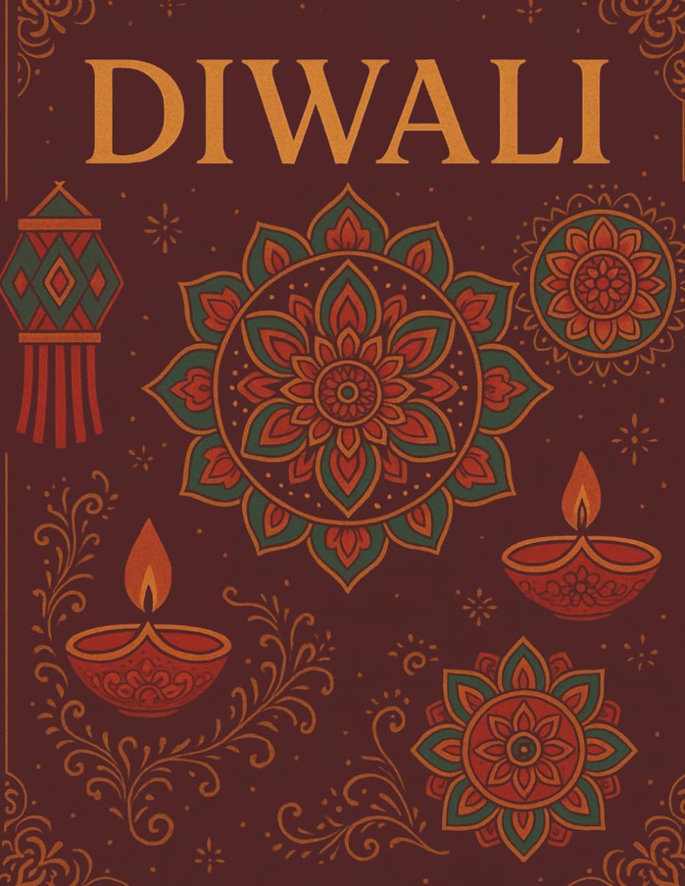 Diwali colouring book: Celebrating with Rangoli and Divas