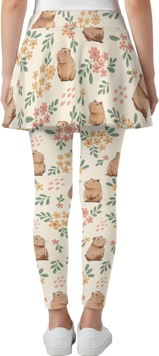 Girls Leggings with Skirt Stretchy High Waisted Ruffle Athletic Yoga Pants Kids School Uniform Pants 5-14 Years - Image 2