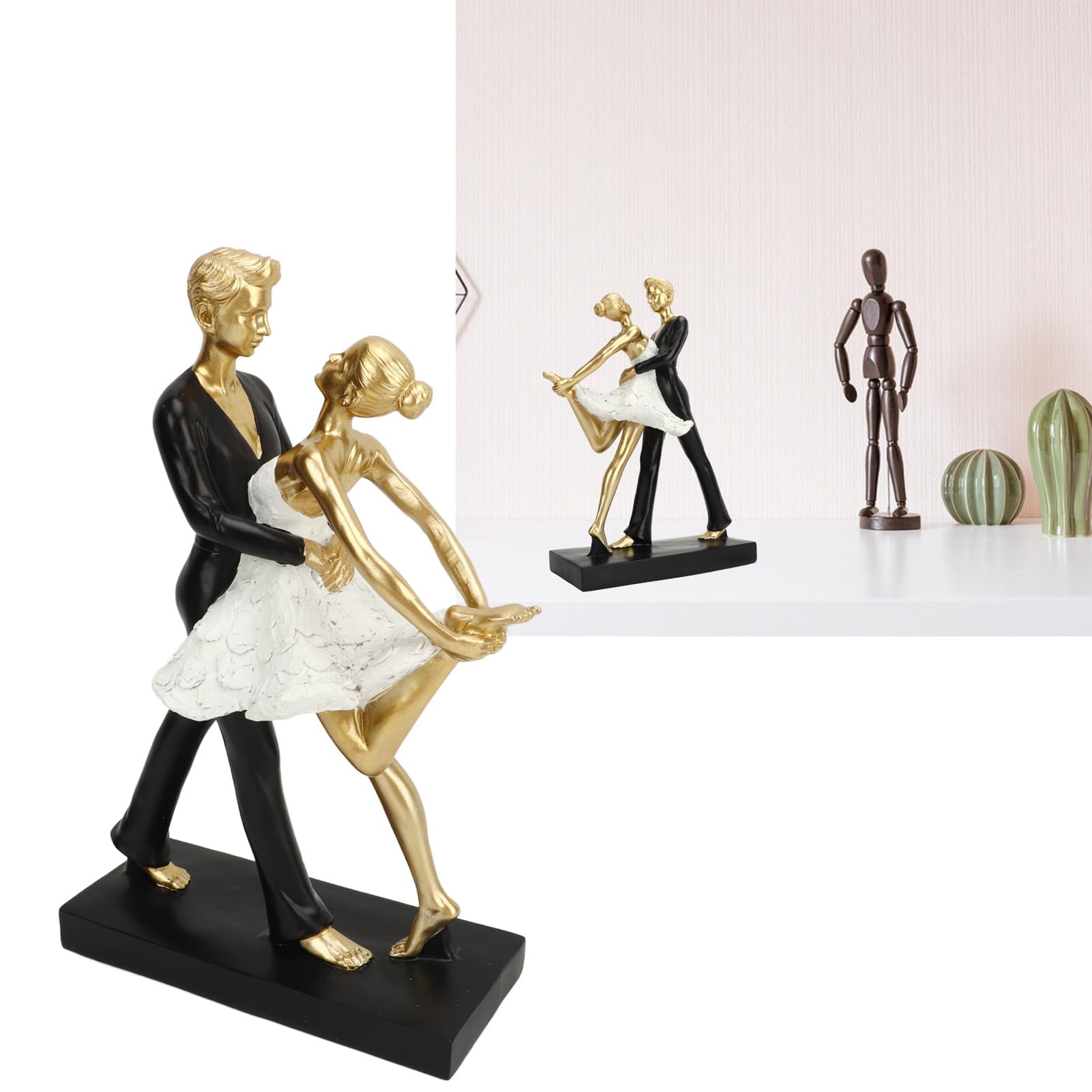 Jenngaoo Statua di Coppia Danzante in Resina, Scultura Moderna Astratta per Decorazione Casa, Regalo di Anniversario, Matrimonio o San Valentino