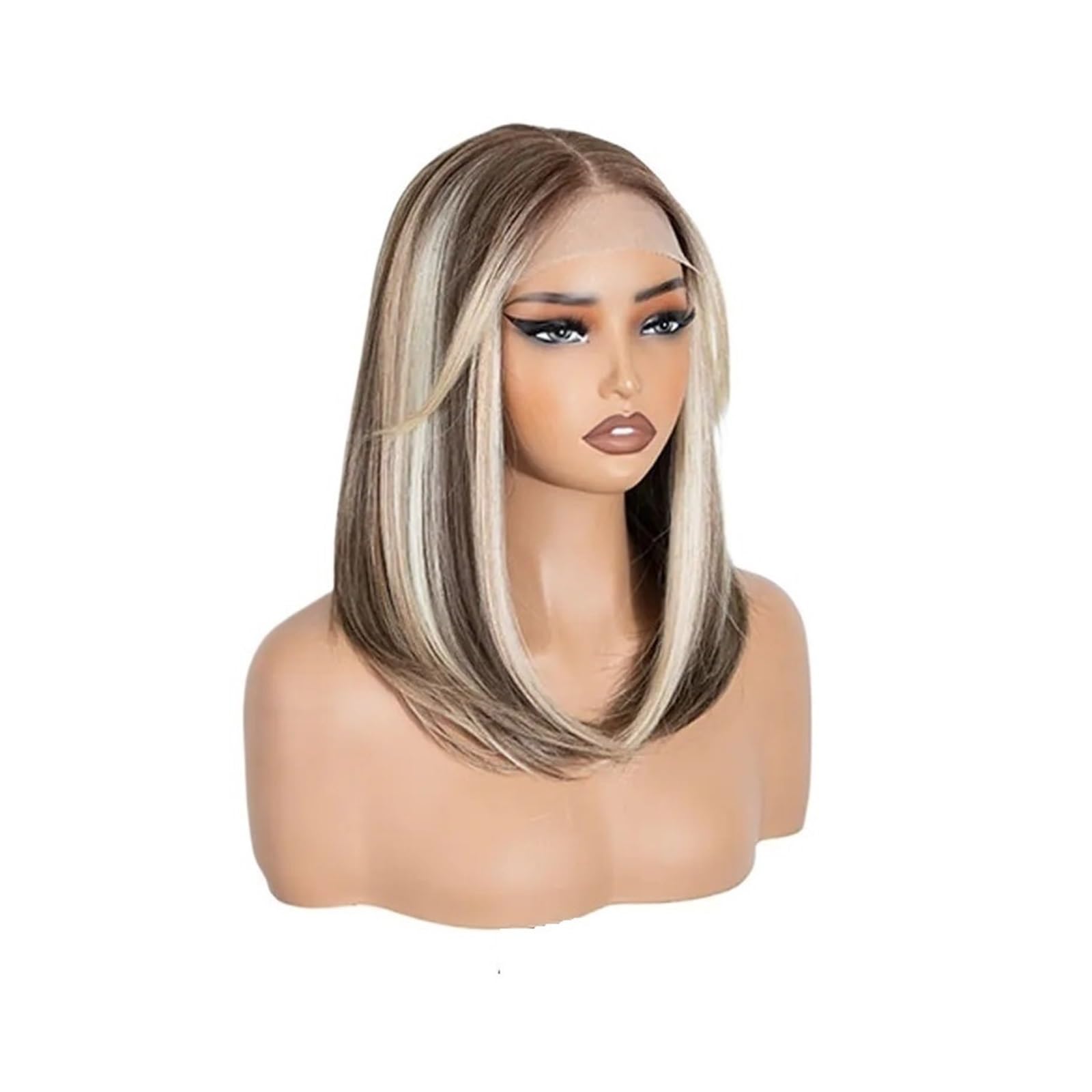 Lizhuzhuzs28 Wigs 18 Inch 6x4 Lace Front Wig Highlight Blonde Bob Heat Resistant Glueless Synthetic Wigs Hair Extensions