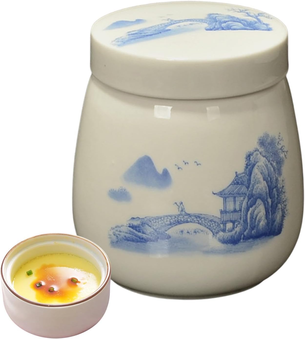 Vintage Ceramic Egg Coddler, 220ml Aesthetic Egg Poacher Cup, 7.8cm
