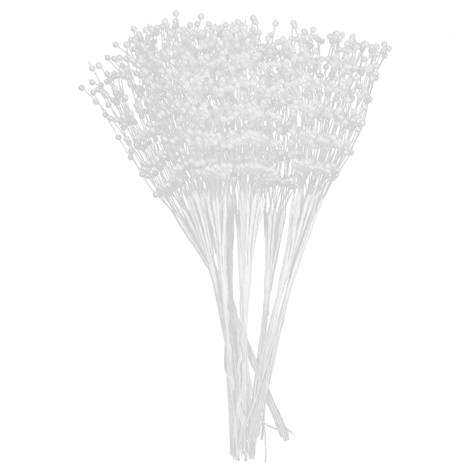 HOMSFOU 3 Set Perle di Fiori di Perle Perline Perle per Matrimonio Decorazioni Floreali Artificiali Ghirlande di Perle Bouquet Steli di Bacche di Perle Plastica Bianco 100 Pezzi*3