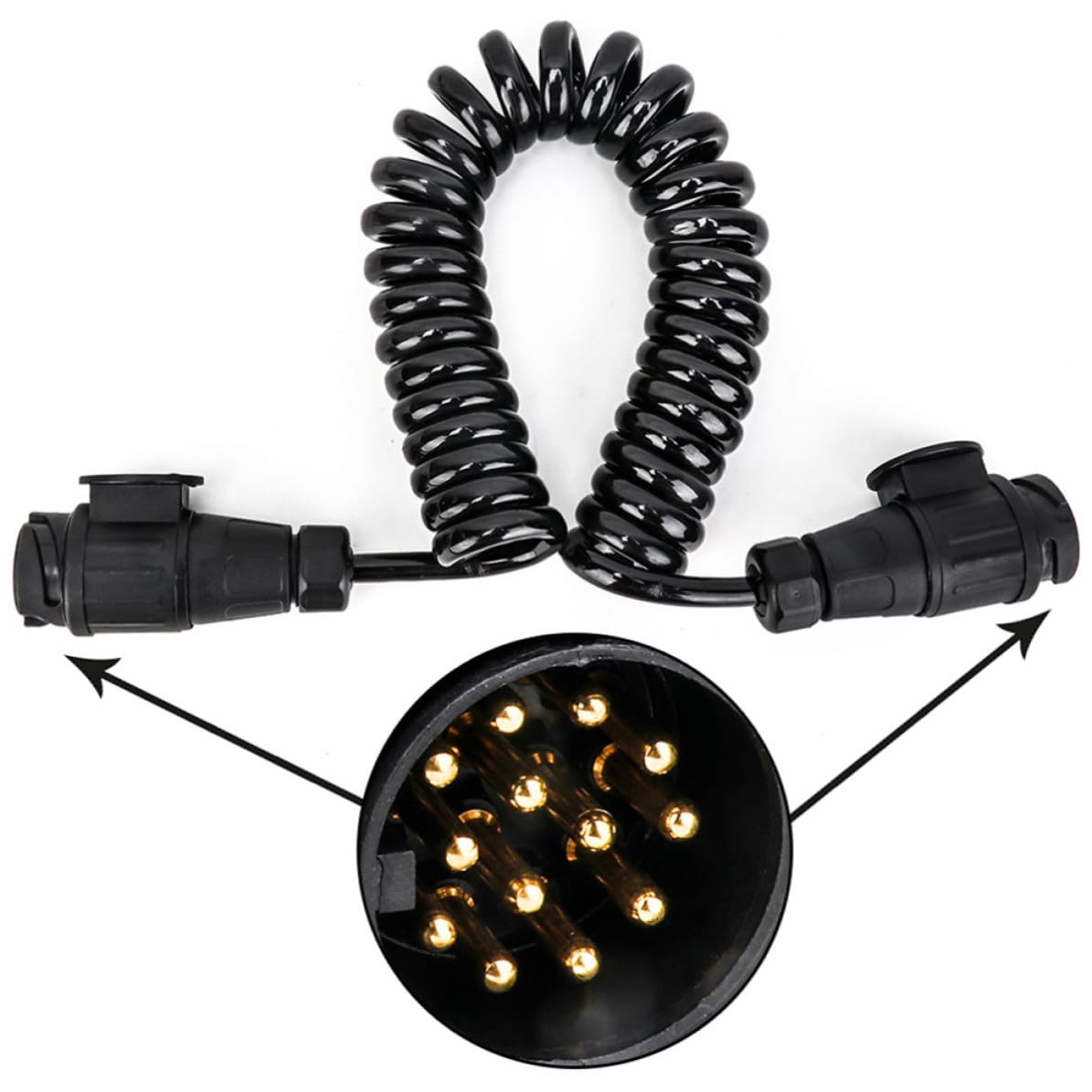 Conector de Remolque de 13 Vías en Plástico Negro para Coche