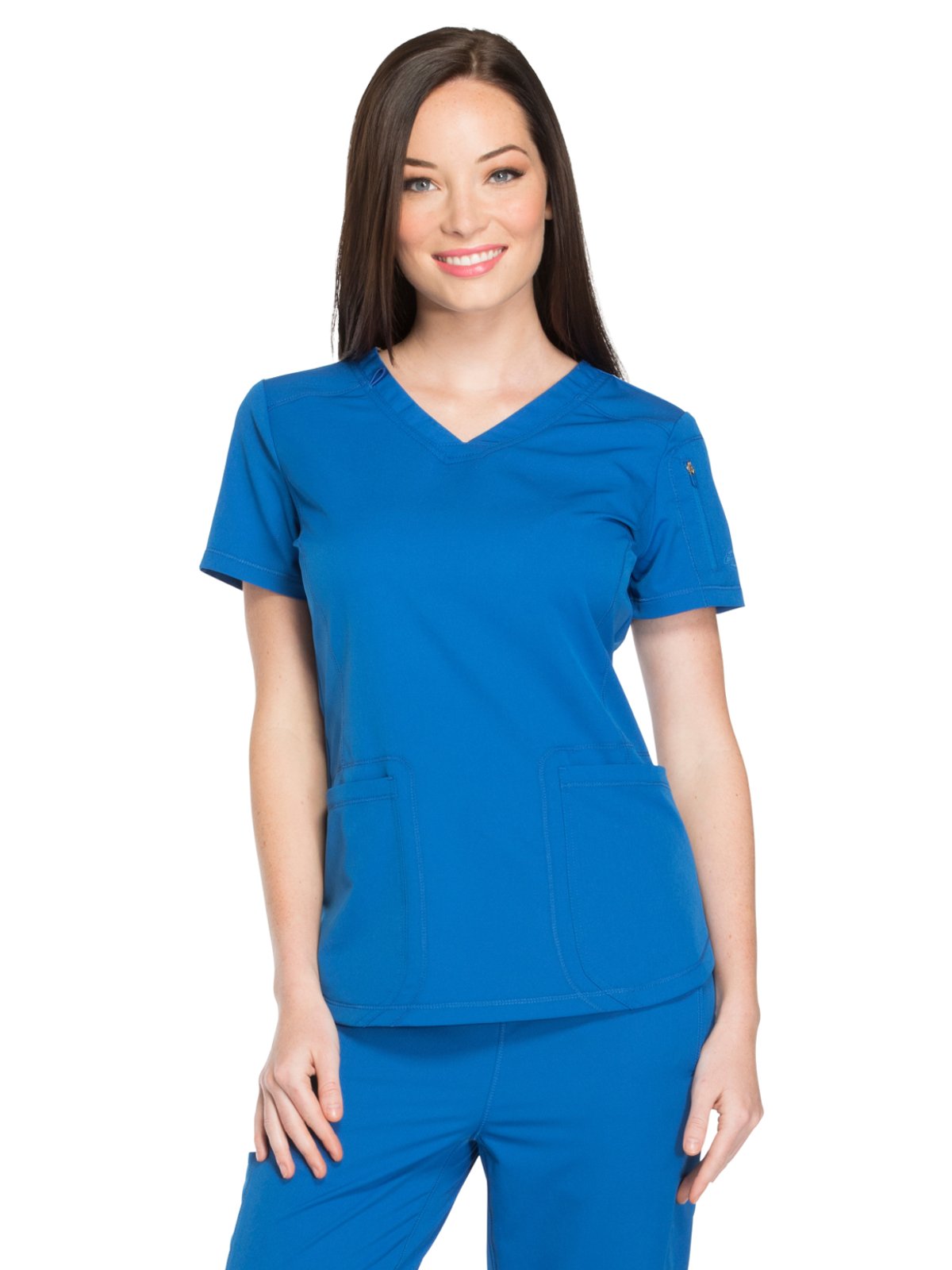 Dickies Dynamix Womens Tops, Athletic-Inspired V-Neck Scrub Top with Four-Way Stretch and Moisture Wicking DK730, XL, Royal