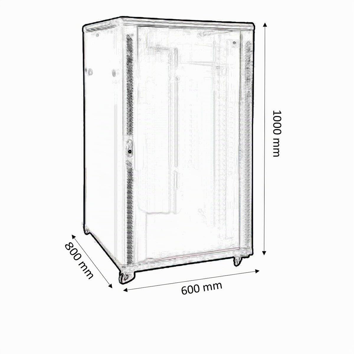 KIMEX - Baie de Brassage 19" 20U 600x800mm (Largeur x Profondeur) - Rack Serveur Informatique au Sol - Armoire Réseau 19 Pouces - Charge Max 800 kg - Ref 112-6820K