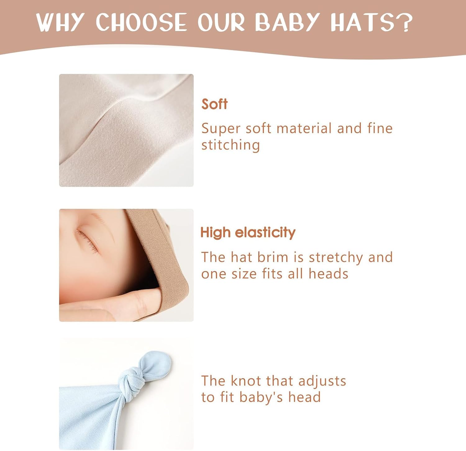 Personalized Newborn Hospital Baby Newborn Hats Knot Beanie Hats Soft for Infant Baby Girls Boys Caps 0-6 Months - Image 7