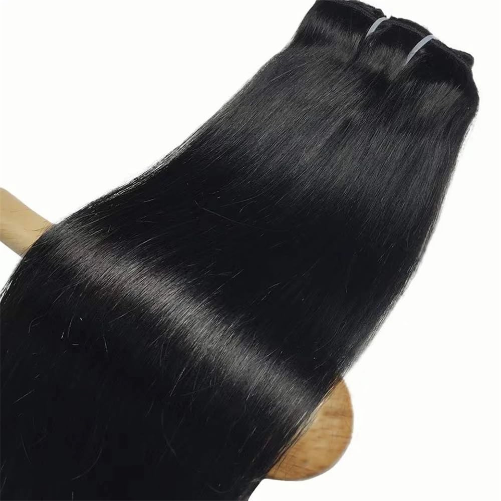 Przedłużki do włosów 35-66 cm, 120 g, 8 sztuk, clip in, gładkie, podwójne pasmo, naturalny czarny (35-66 cm, nr 1B, czarne off) (50 cm)