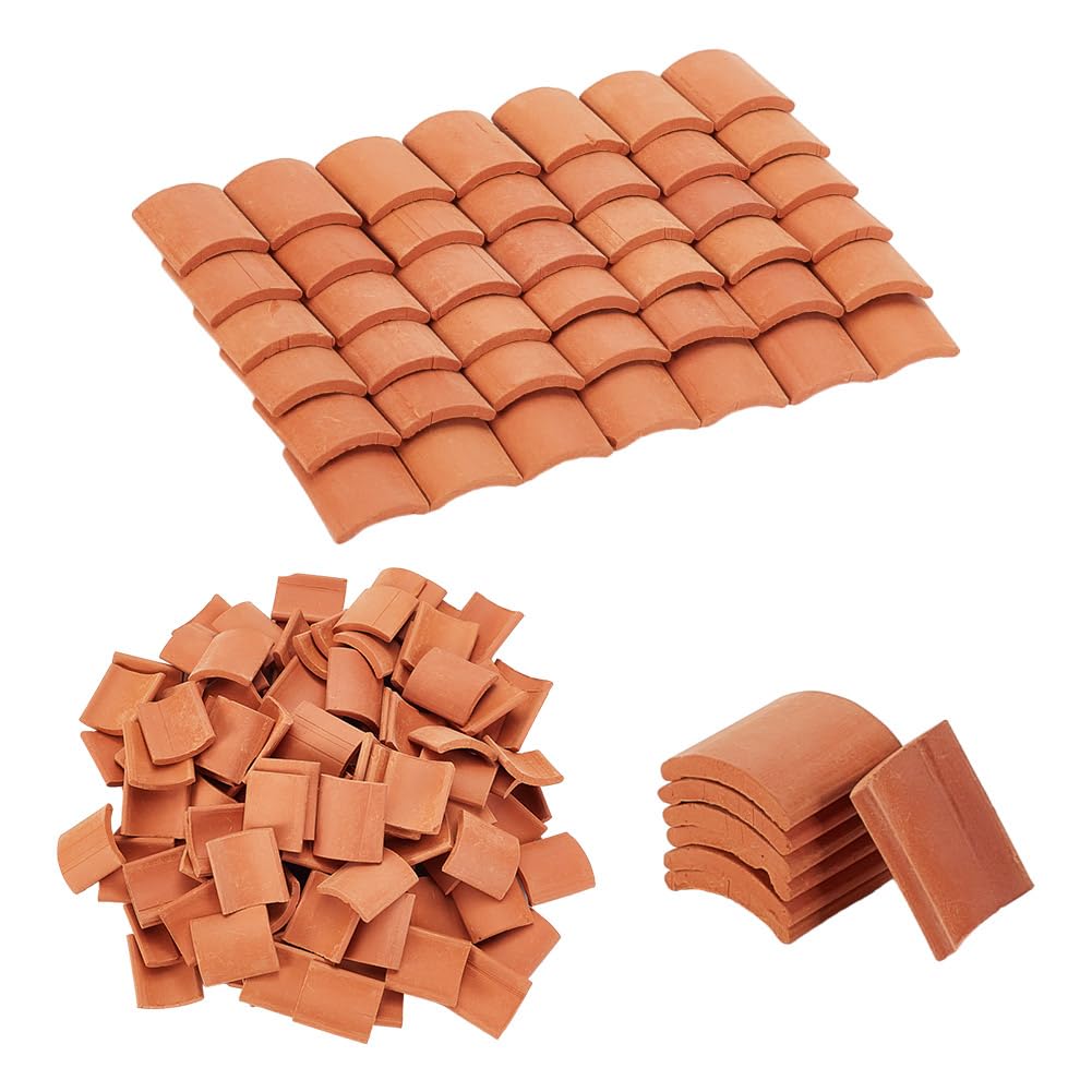 GOMAKERER About 120 Pcs Mini Red Roof Tiles