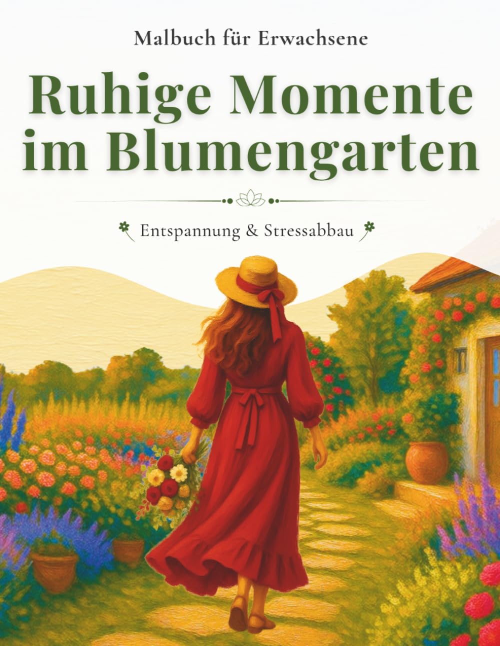 Entspannung & Stressabbau Malbuch für Erwachsene: Ruhige Momente im Blumengarten