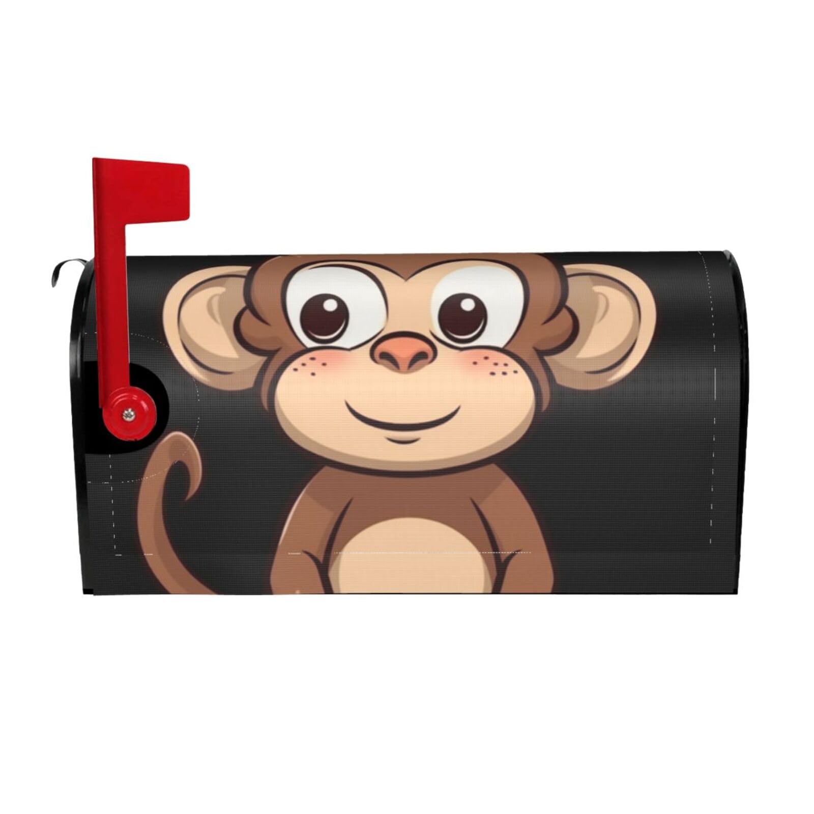 Cartoon Brown Monkey Mailbox Covers Magnetic Wraps Post Letter Box Cover Garden Home Decor 25.5x21 in