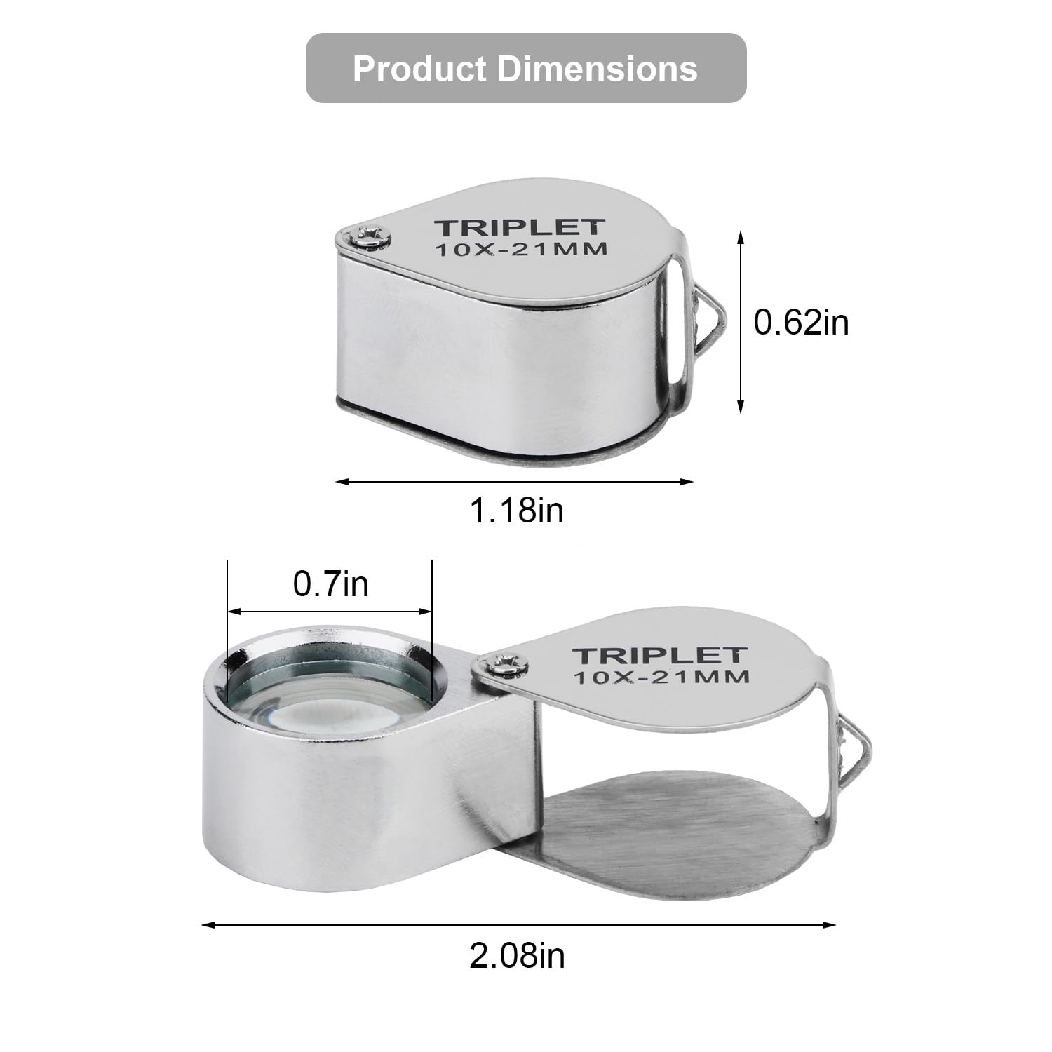 Rongon 10X Jewelers Loupe Magnifier? - ?Pocket Magnifying Glass for Reading, ?Foldable Hand Lens? for ?Jewelry Appraisal?, ?Coin Collecting?, ?Gardening?, ?Rock & Stamp Inspection?