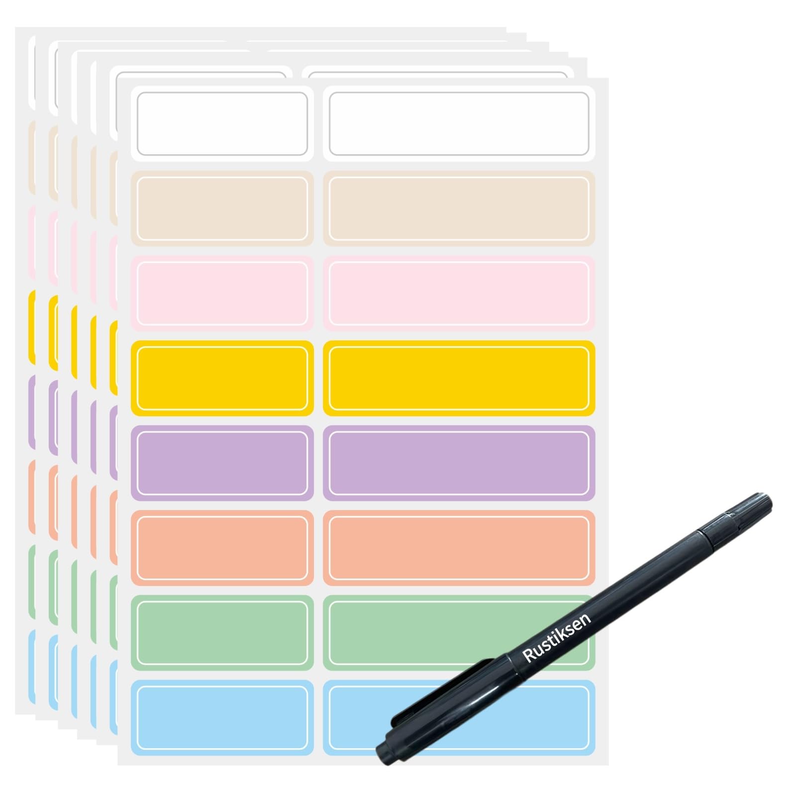 Bunte wasserdichte Klebeetiketten, blanko, mit Marker, personalisierbar, wiederverwendbar und waschbar, für Wasserflaschen, Bücher, Schreibwaren, Heimküchenorganisation, 320 Stück