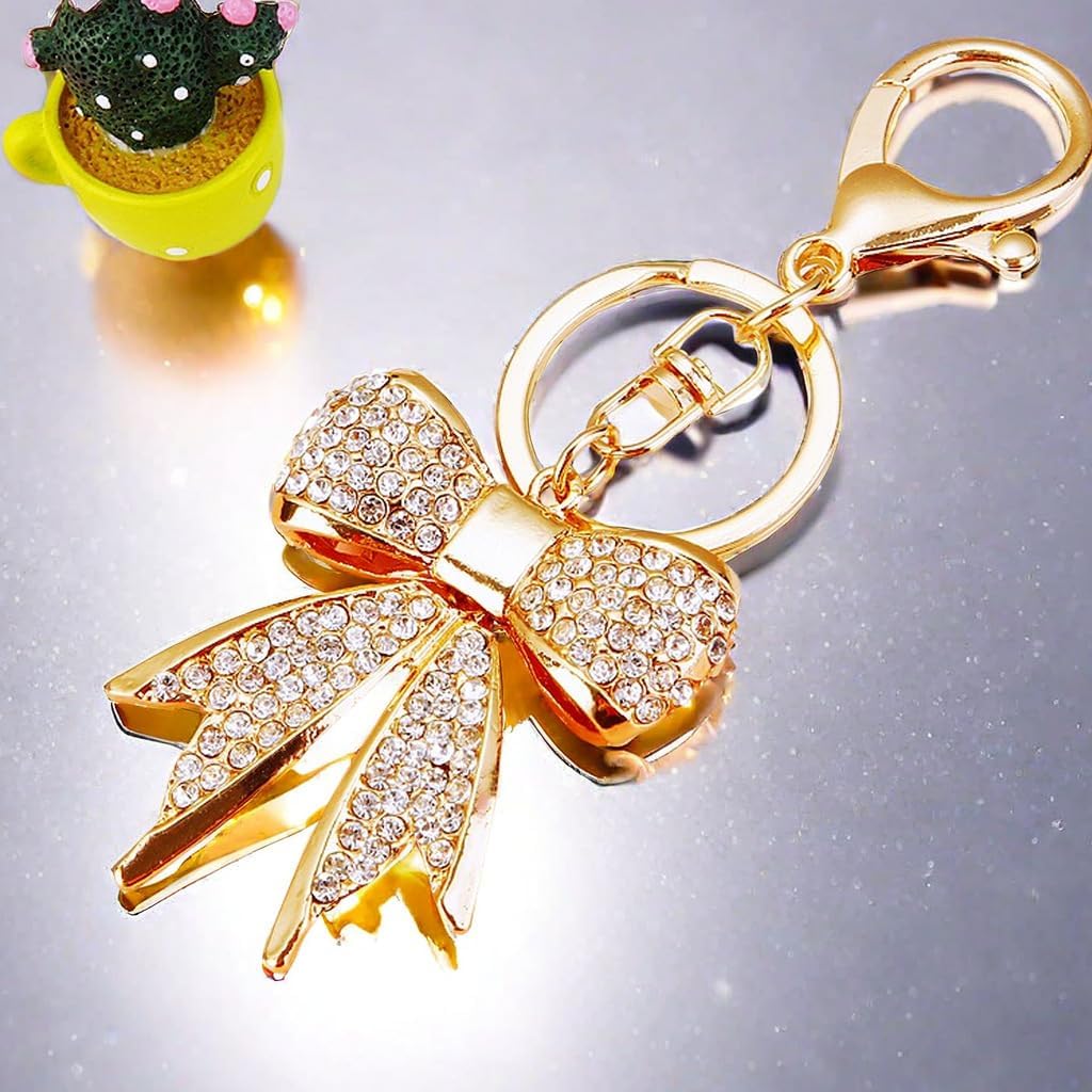 Butterfly Bow Rhinestone Keychain, Sparkling Simulated Diamond Car Keychain for Women, Glitter Bag Pendant and Handbag Accessory - Image 4
