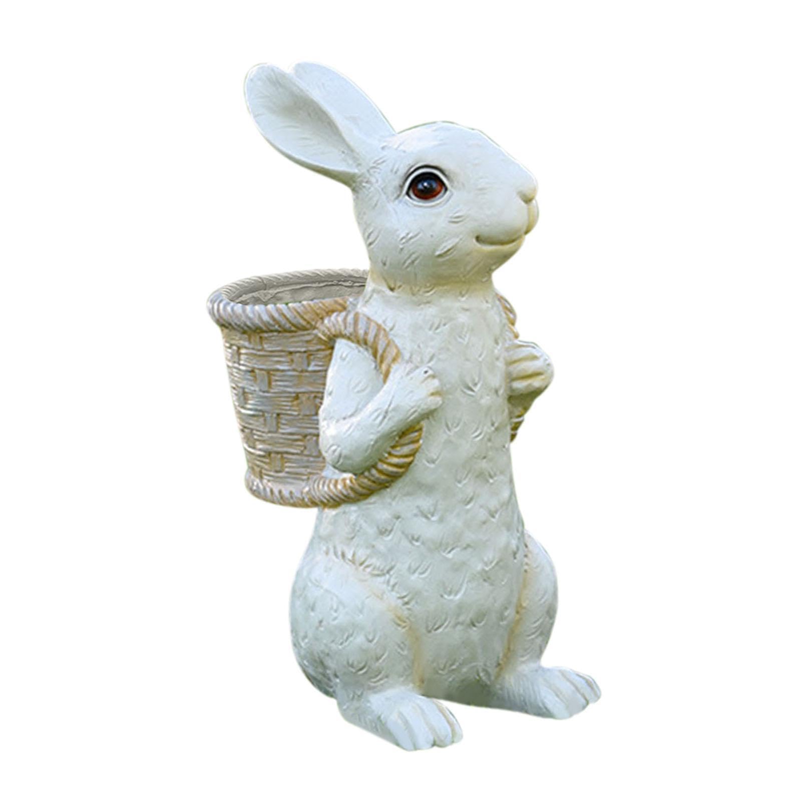 Statue de Lapin en Pot de Fleurs, Artisanat raffiné, pour Jardin, Cour, Pâques, Sculpture Lapin, Pot Fleurs, Convient pour Balcon, Cour, Sculptures d'animaux, décoration Jardin, extérieur