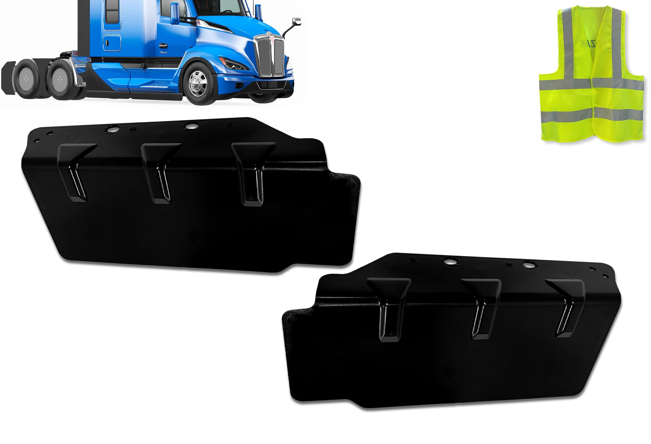 KOZAK Closeout Extenders Fixed T22-1073 Set, Driver Left and Passenger Right Side Compatible with Kenworth T680 Next Gen 2022+, Includes Logo and Reflective Vest