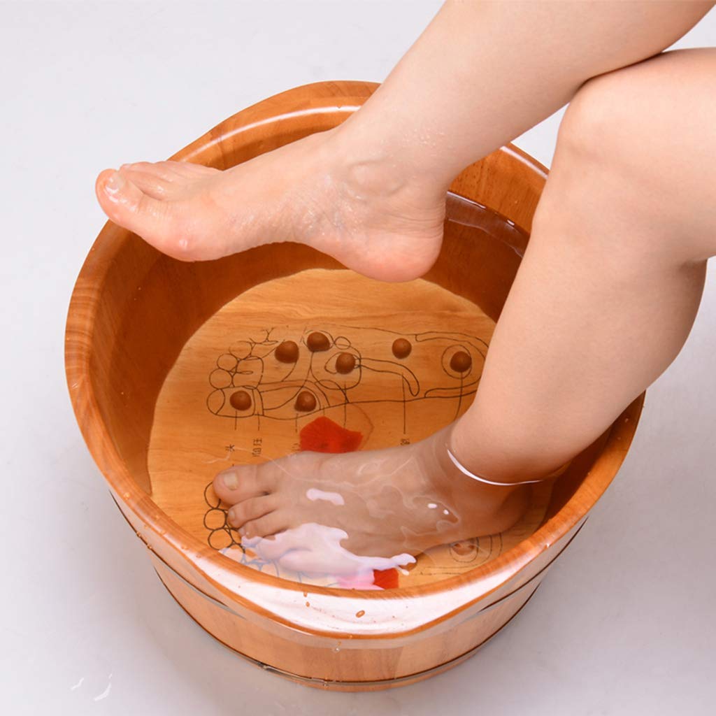 Holzfass-Fußbad Holzfußbecken, Pediküre-Spa-Eichenfässer, Glatte und zarte Pediküre-Fässer, Pediküre-Schüssel-Spa-Massage-Pediküre-Fässer, Fußbadfass (Size : 36cm*24cm)