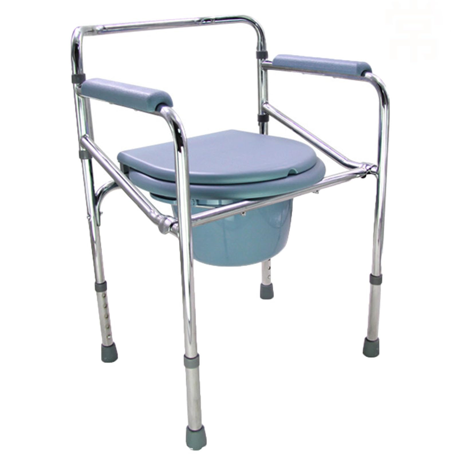 Toilet Chair, Toilet Chair for Elderly and Disabled, Potty Chair with Armrests and Wheels, Bath Aid, Height Adjustable, Lid, Non-Slip Ferrules