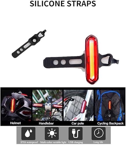 Miniatura 7 de Luz trasera LED recargable por USB, luces traseras superbrillantes de 3 colores, resistente al agua, IPX6, resistente a los golpes, paquete de 1