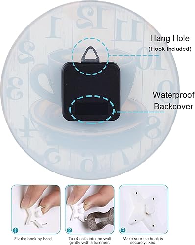 Miniatura 7 de Reloj de pared grande para cocina, letrero de café vintage, funciona con pilas, para cafeterías, comedor, hogar (14 pulgadas)