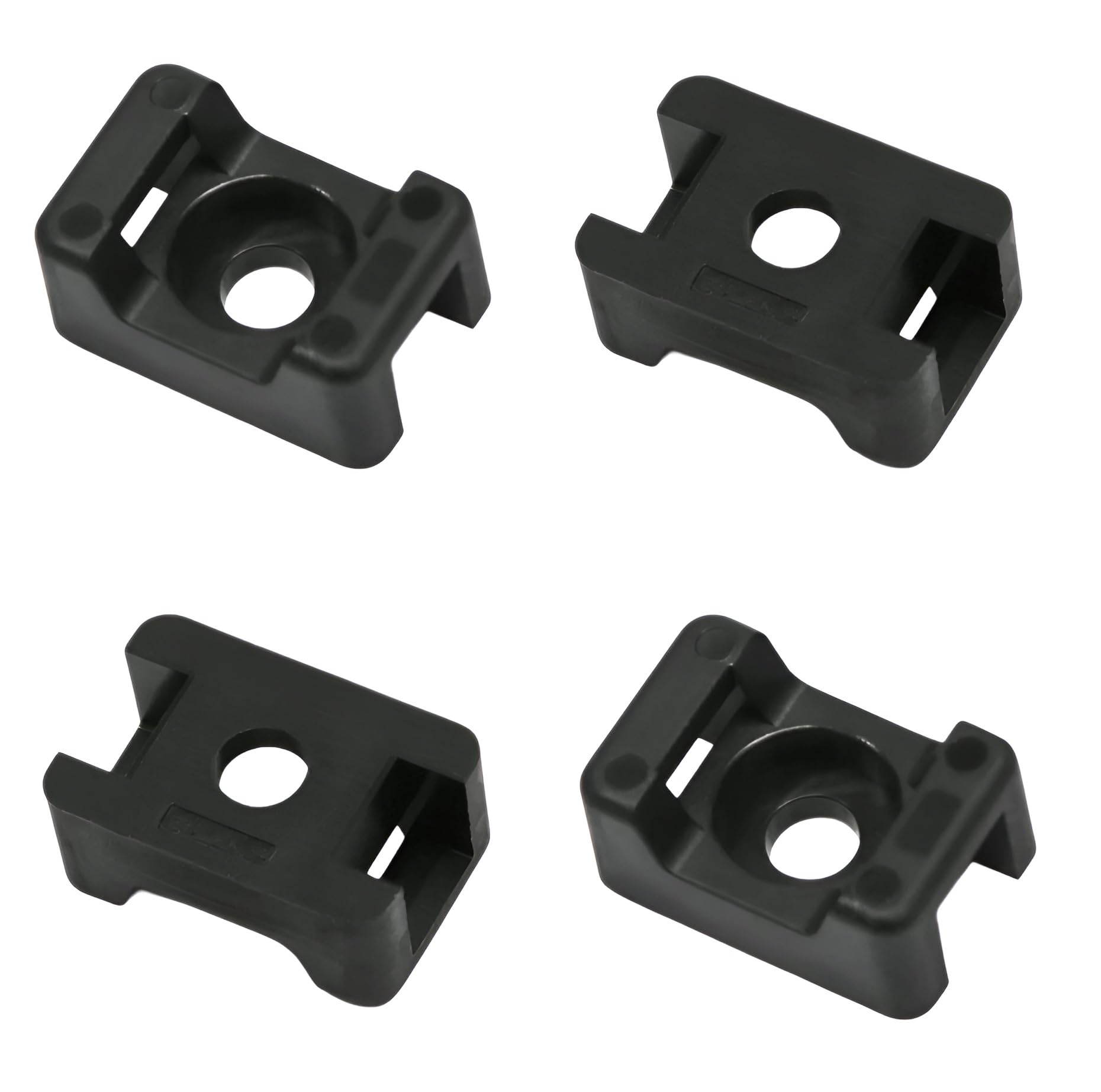 Terf Black Terf® 100 Pcs Screw Mount Cable Tie Bases - Cable Ties Up To 5Mm Wide - 4Mm (M4) Screw Hole - Saddle Mount Cable Tie Fixings For Home Office Workshop Garden Warehouse