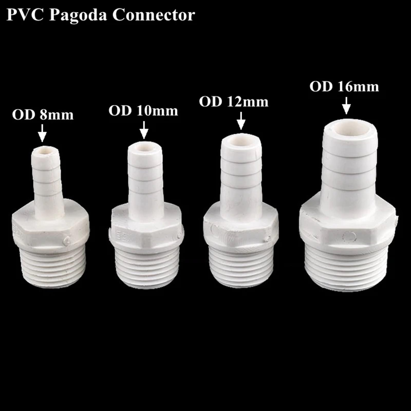 Raccordi per Tubi dell'Acqua, Adattatore for Tubo in PVC Bianco da 1/2" e 3/4" a 8-16 mm for irrigazione da Giardino con Scarico del Serbatoio(3l4 inch 16mm)