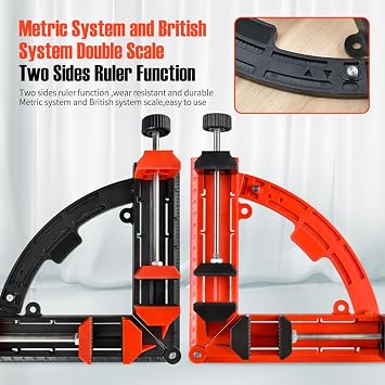 Right Angle Clamp, Multi Angles Movable Corner Clamps, 30-90 Degrees Adjustable Clamps for Woodworking (Red)