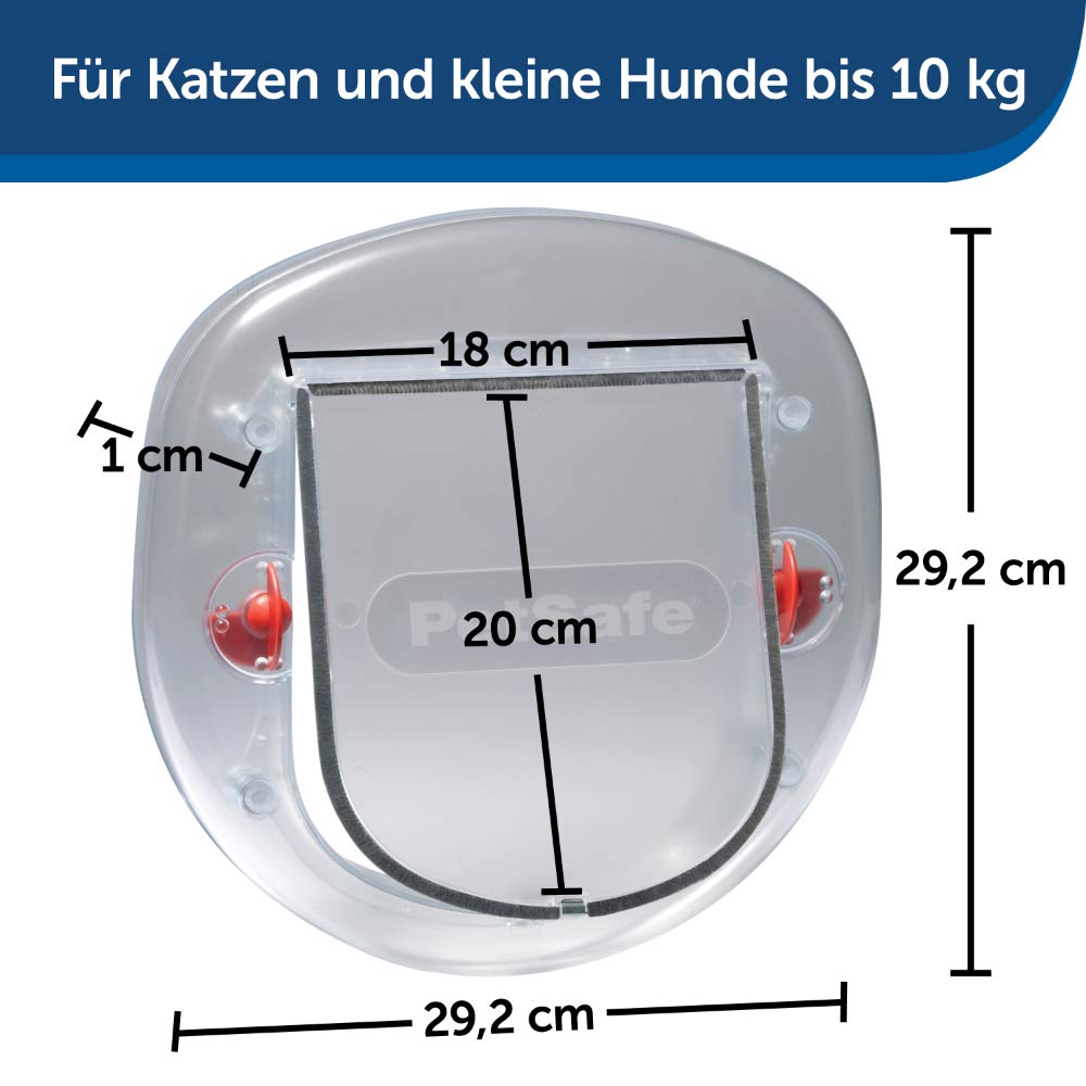 PetSafe Große Katzenklappe für Katzen/kleine Hunde, Ideal für Fenster/Schiebetüren, Tiere bis 10 kg, 4 manuelle Verschlussoptionen, Weiß, Staywell