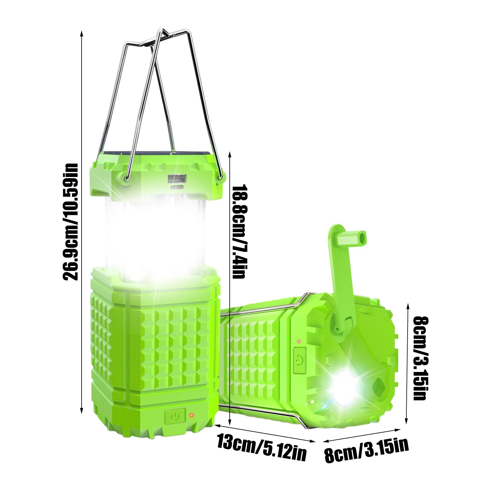 Linterna Solar de Camping Linterna Plegable Impermeable con Manivela
