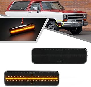 Mingrui test 2Pcs Amber LED Side Marker Light for Dodge D series/ Ram Ramcharger Plymouth Trail Duster Turn Signal Lights Replace OEM Side Marker Lamp Smoked Lens