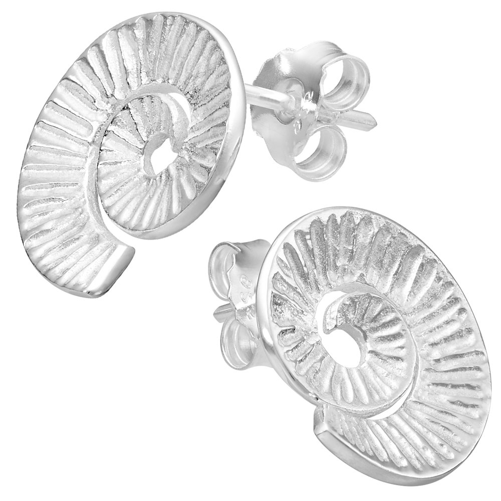 Vinani Orecchini A Spirale Con Scanalature In Argento Sterling 925 Lucido - Gioielli Donna Anallergici, Fatti A Mano, Confezione Regalo - 2