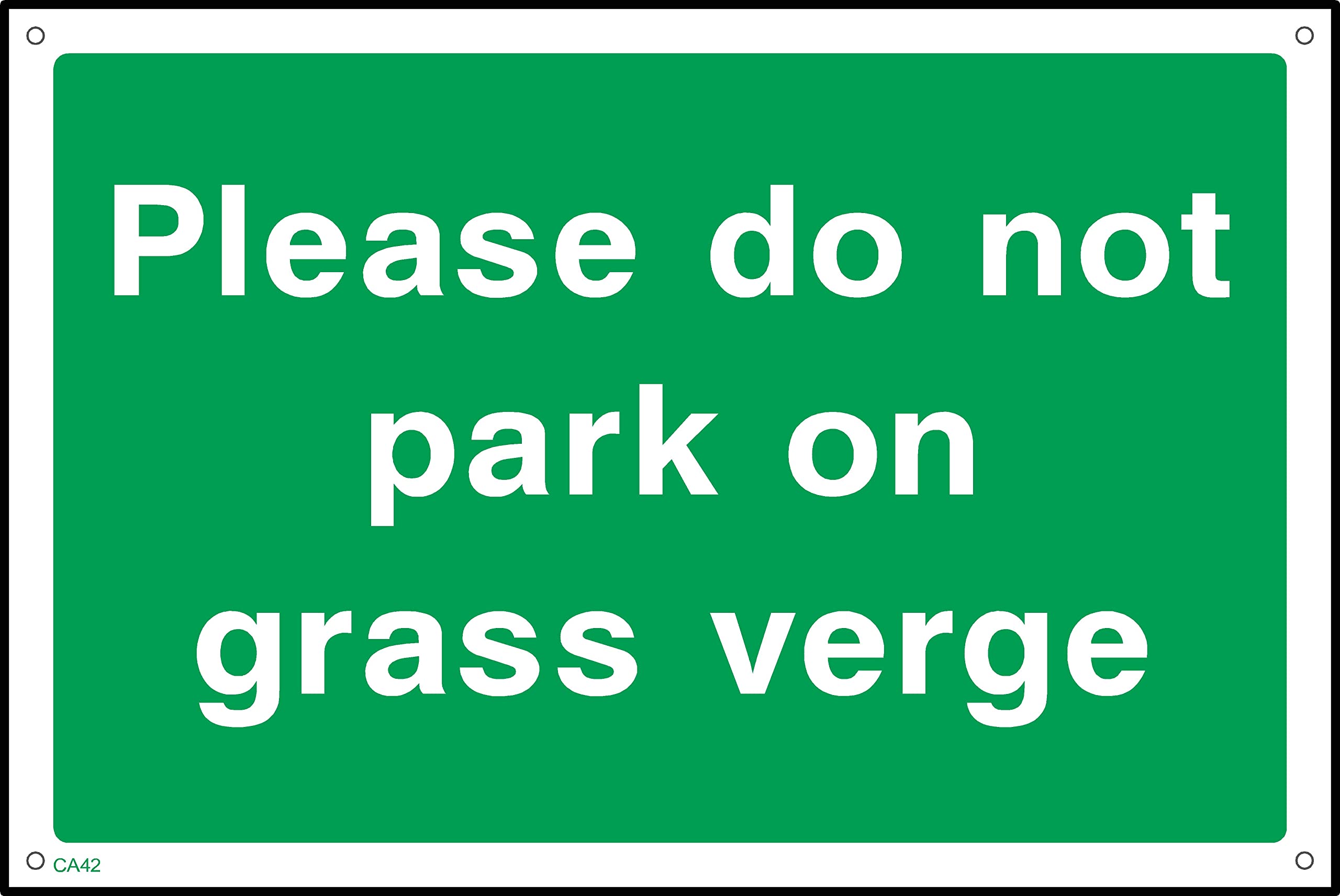 Please Do Not Park on Grass Verge Sign - 600mm x 400mm - 1.2mm Rigid Plastic Drilled Sign (CA42)