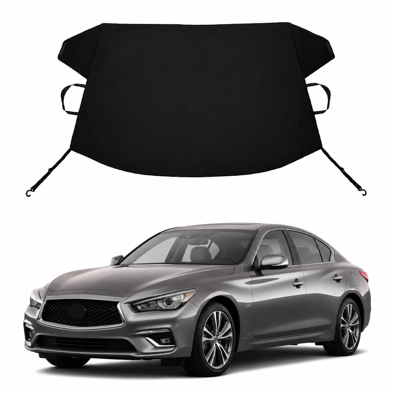 Q50L Custom Windshield Cover for Ice and Snow in-fi-ni-ti Q50L Heavy Duty 600D Oxford Fabric Windshield Protector Fit Waterproof Frost Snow Cover Winter Car Accessories