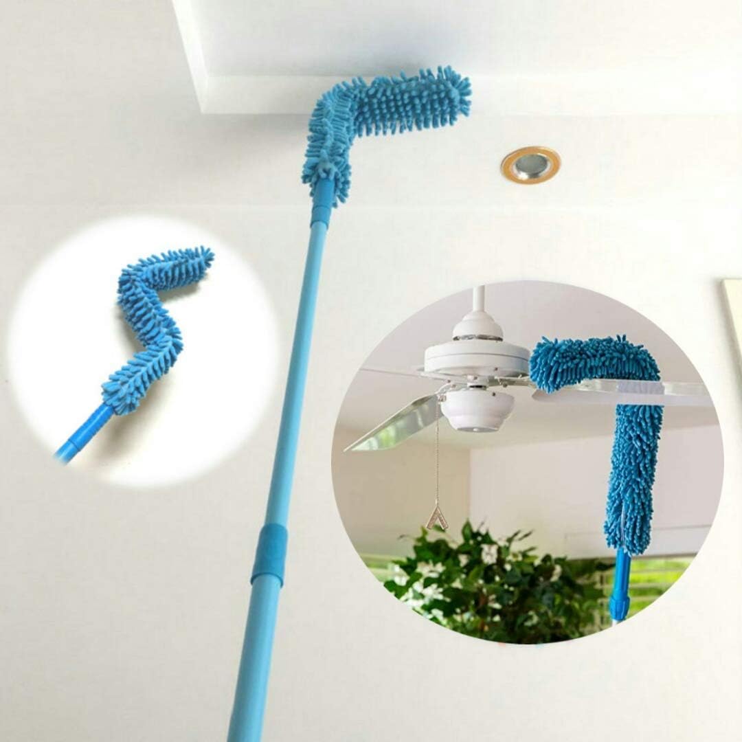 JAPP Foldable Microfiber Fan Cleaning Duster Steel Body Flexible Fan mop for Quick and Easy Cleaning of Home, Kitchen, Car, Ceiling, and Fan Dusting Office Fan Cleaning Brush with Long Rod