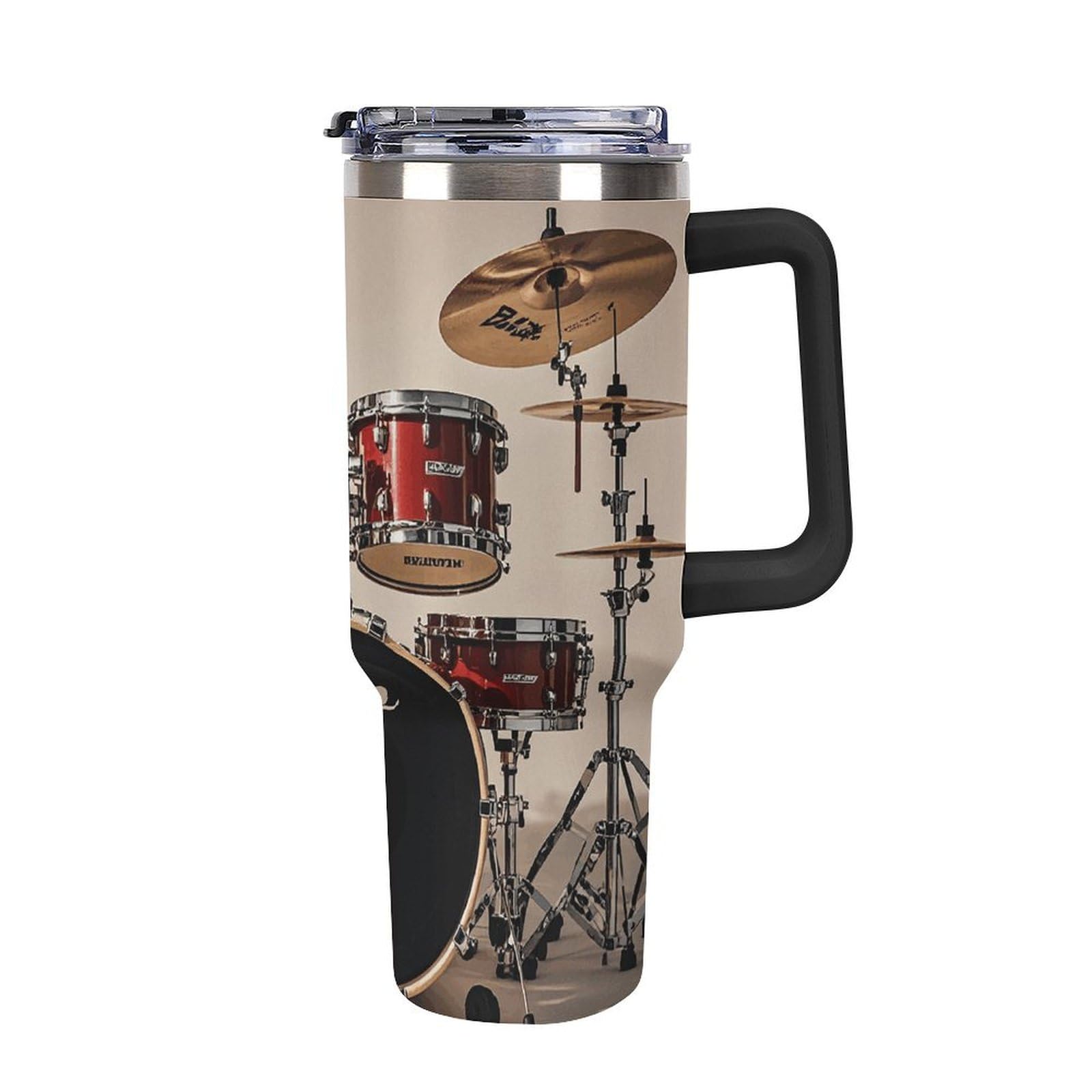 Trinkbecher mit Griff und Strohhalm, 1,2 l, vakuumisolierte Trinkflasche, Becherhalter, kompatibel für Reisen, wiederverwendbar, isoliert, Edelstahl, Geschenke für Damen und Herren