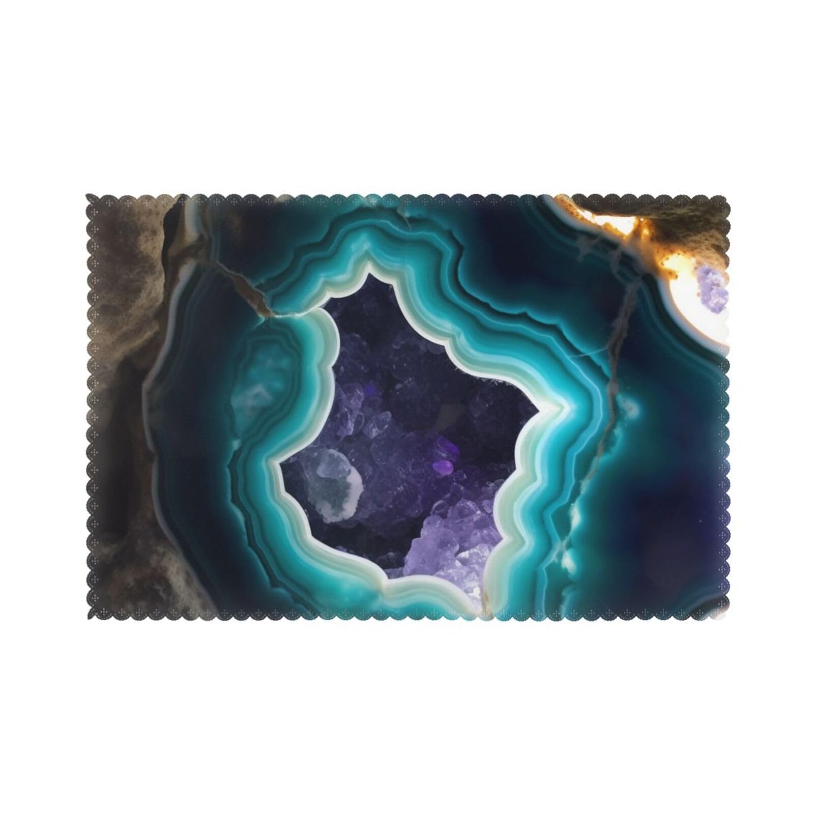 Teal Agate Printed Placemat Heat Resistant Place Mats Set of 6 PCS Washable Kitchen Table Mats, 12x18 Inch