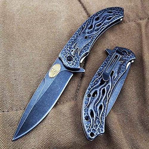 Eagle Flame Personalized Collection Knife, 3D Stonewash, Stainless Steel, pocket knife Spring Assist Fold Blade knife
