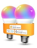 Refoss Smart Bulbs Works with Apple HomeKit&comma; Color Changing Smart Wi-Fi Light Bulbs Compatible with Siri&comma; Alexa and Google&comma; A19 E26 Fitting&comma; 2700K-6500K RGBWW Dimmable&comma; 9W 810 Lumens&comma; 2 Pack