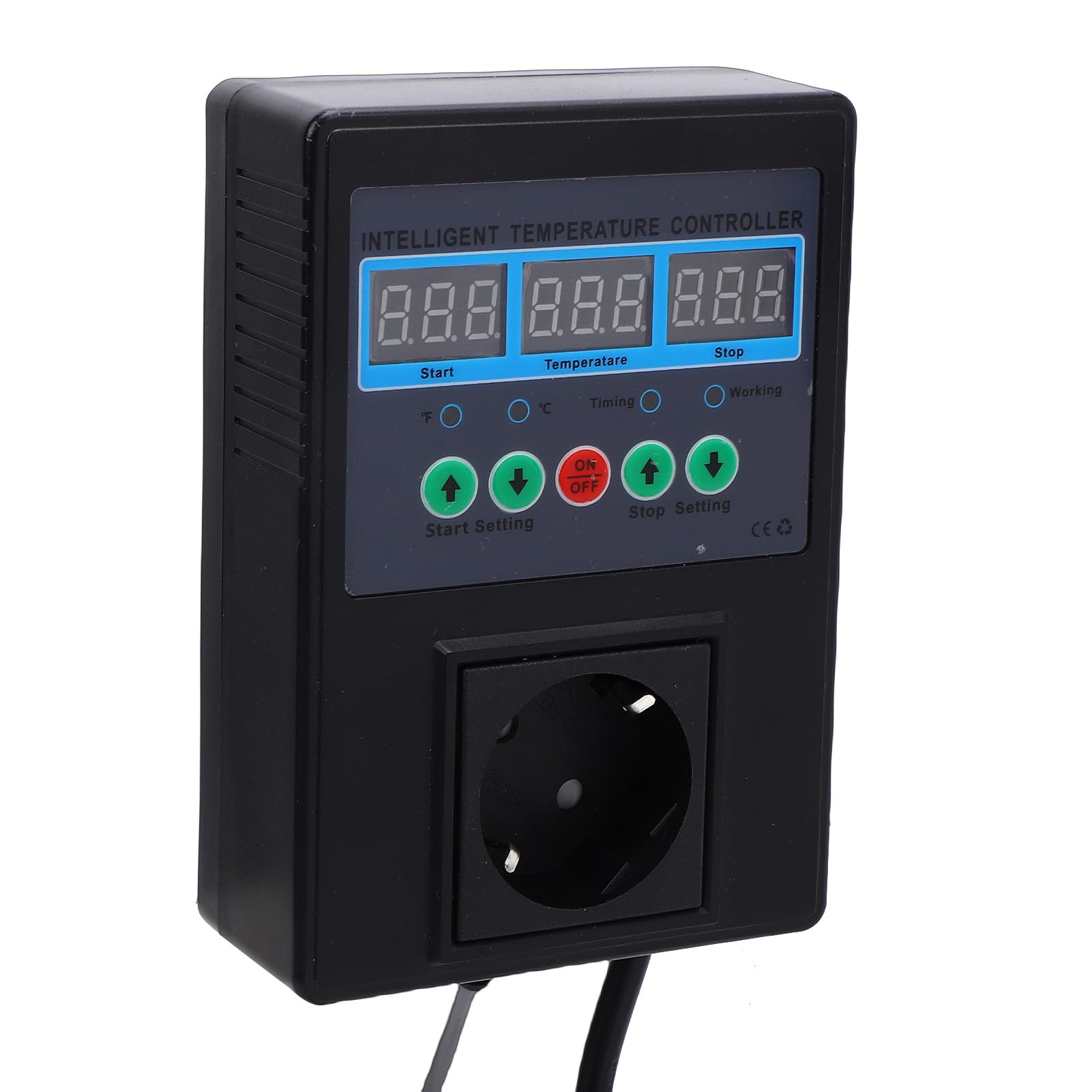 Ejoyous Regolatore di Temperatura Termostato Digitale per Riscaldamento ABS 15A 3300W 14F a 248F Interruttore di Uscita di Raffreddamento per Riscaldamento per Rettili Terrari Acquario Produzione di