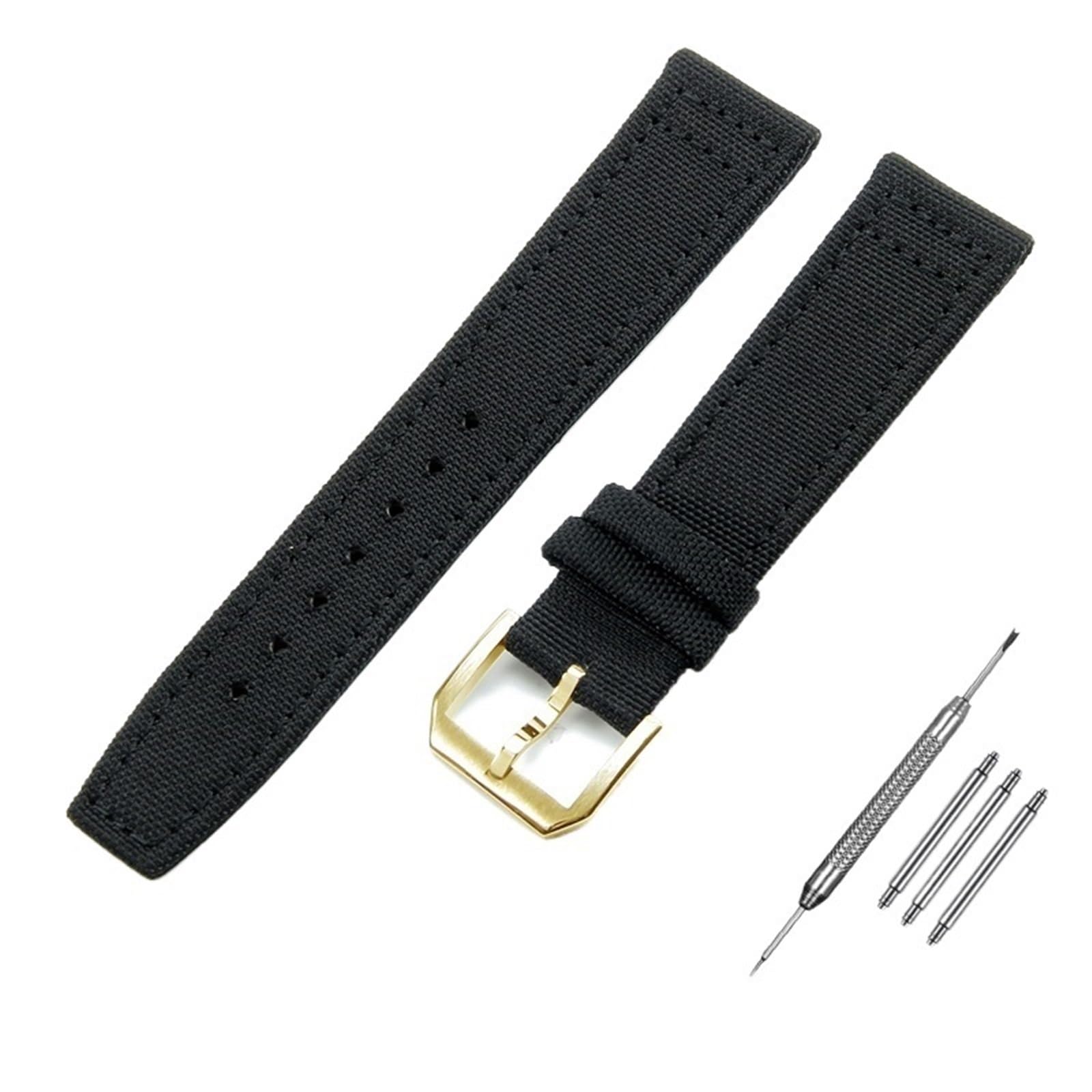 20mm 21mm 22mm Nylon Canvas Cinturino per IWC PILOT Portogallo PORTOFINO Cinturino in Tessuto Fibbia Pieghevole Cintura in Pelle di Vacchetta, 22mm, Agata
