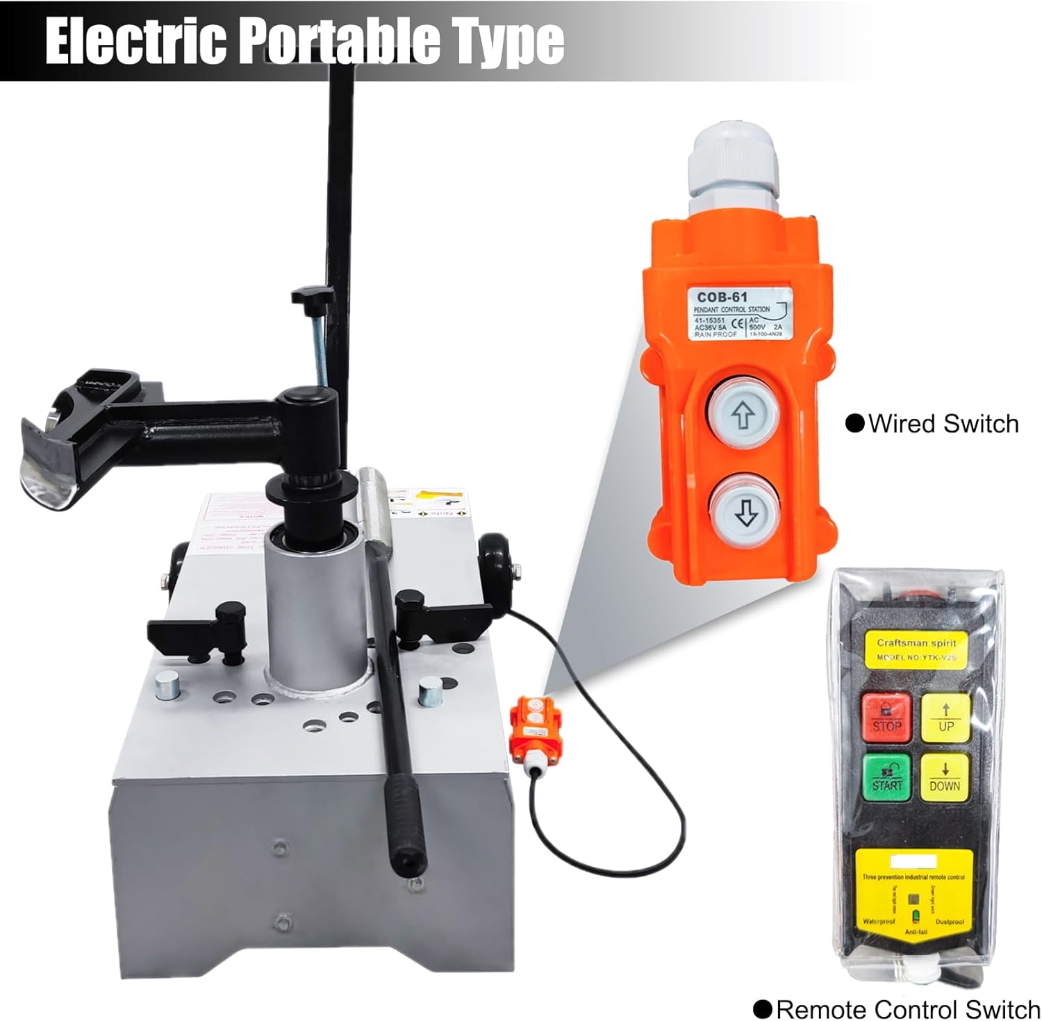 Portable Electric Tire Changer for 17.9-19.5" 16.5" 22.5" Truck Tire Changing Machine Tire Changer Tools 110V